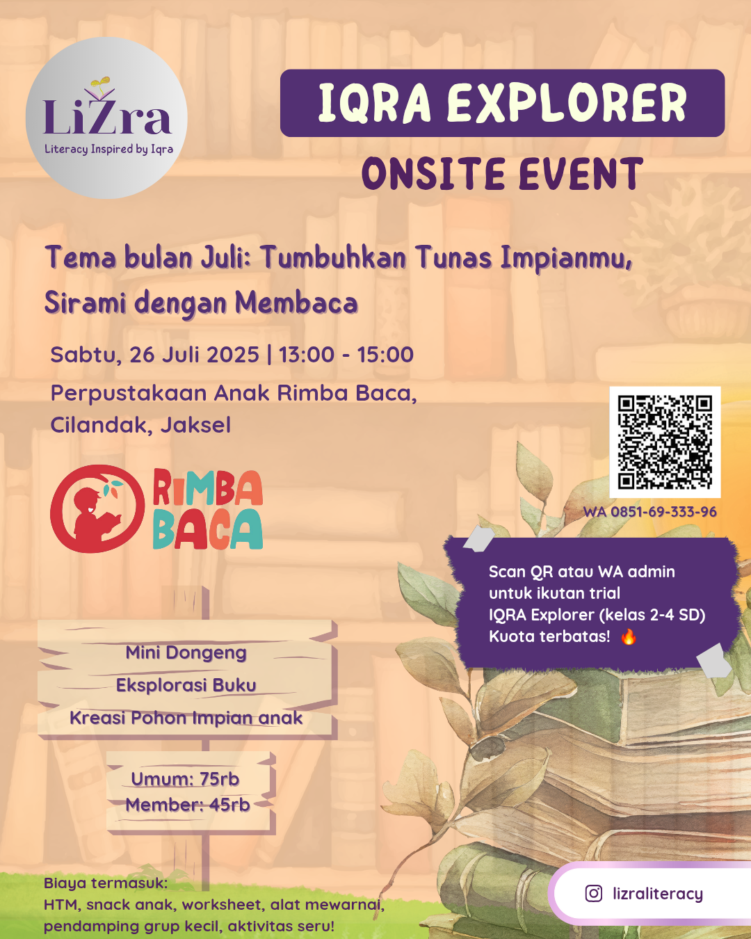 LiZra Onsite Event - Tumbuhkan Impianmu, Sirami dengan Membaca